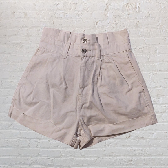 Forever 21 Womens S Shorts White Denim Paperbag Waist - Picture 1 of 3